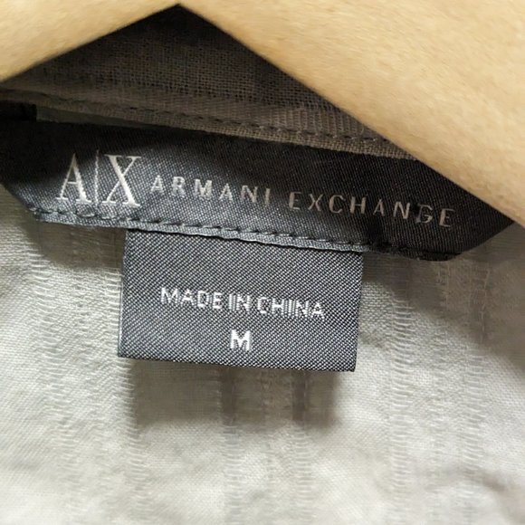 Armani Exchange button-up ruffle shirt gray/green Medium Vintage - Picture 3 of 4